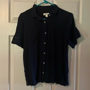 Style & Co navy blue short sleeve gauze blouse